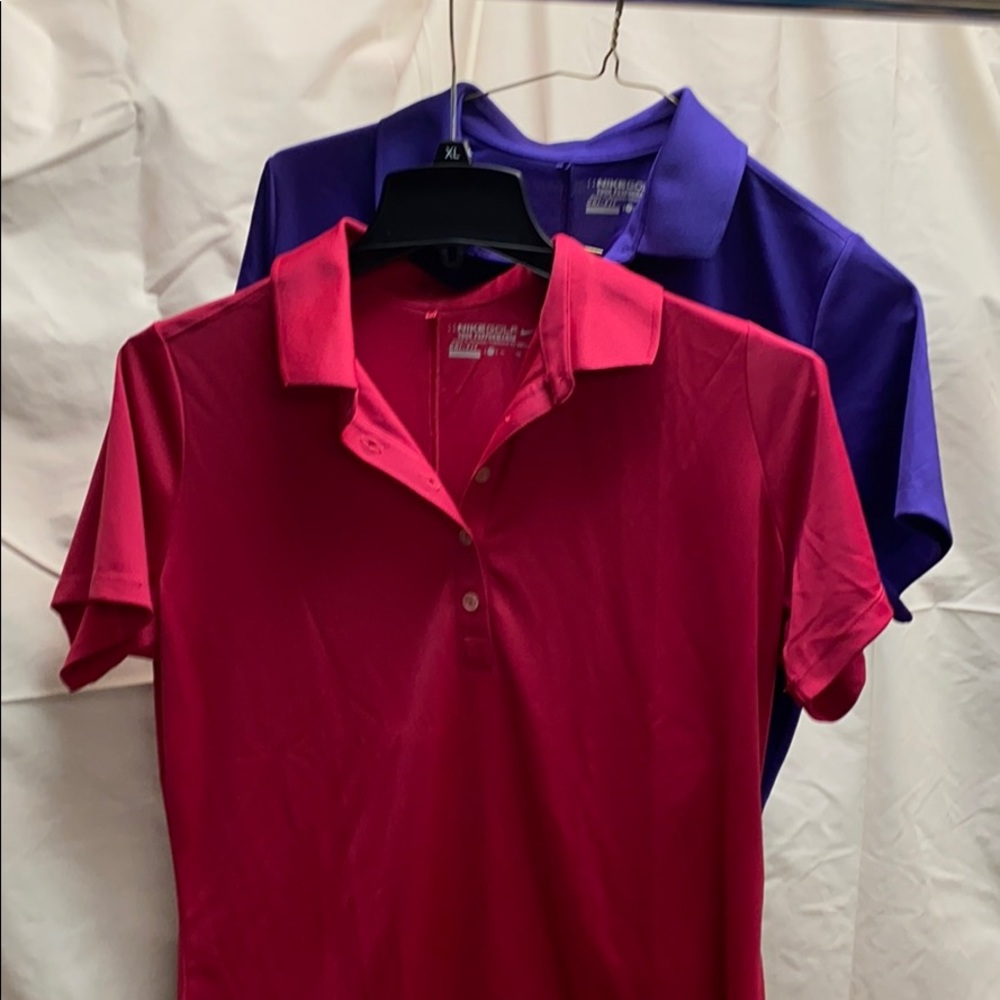 Size XL- 2 Nike golf shirts purple & pink